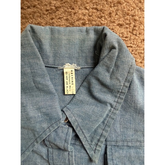 VTG Denim Utility Jacket Womens Small Blue Button Front Pockets D Ring Detail - Picture 5 of 9